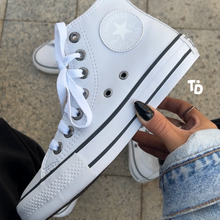 Carregar imagem no visualizador da galeria, Tênis All Star Cano Alto Branco Courino Feminino Premium
