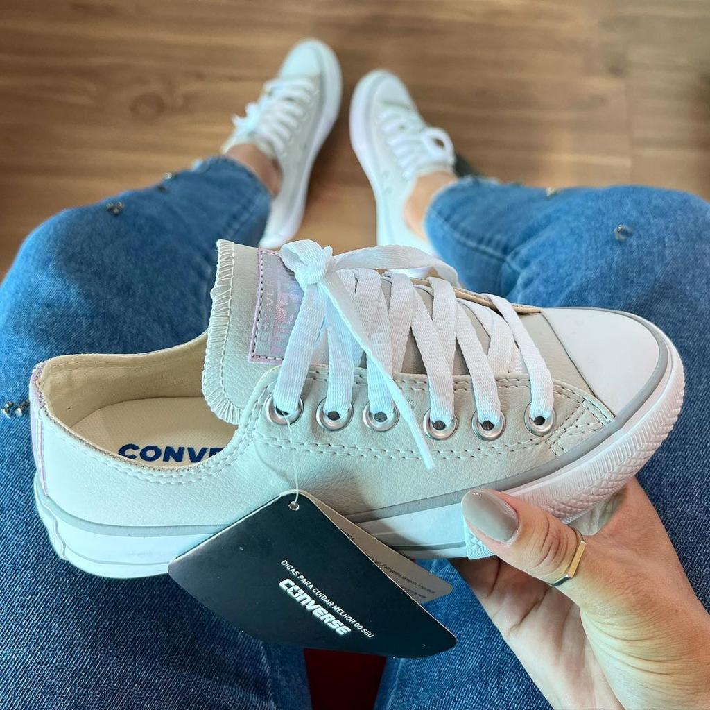 Tênis All Star Courino Cinza e Lilás Feminino Premium