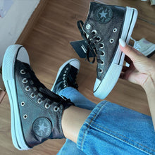 Carregar imagem no visualizador da galeria, Tenis All Star Preto Brilho Cano Alto Feminino Premium
